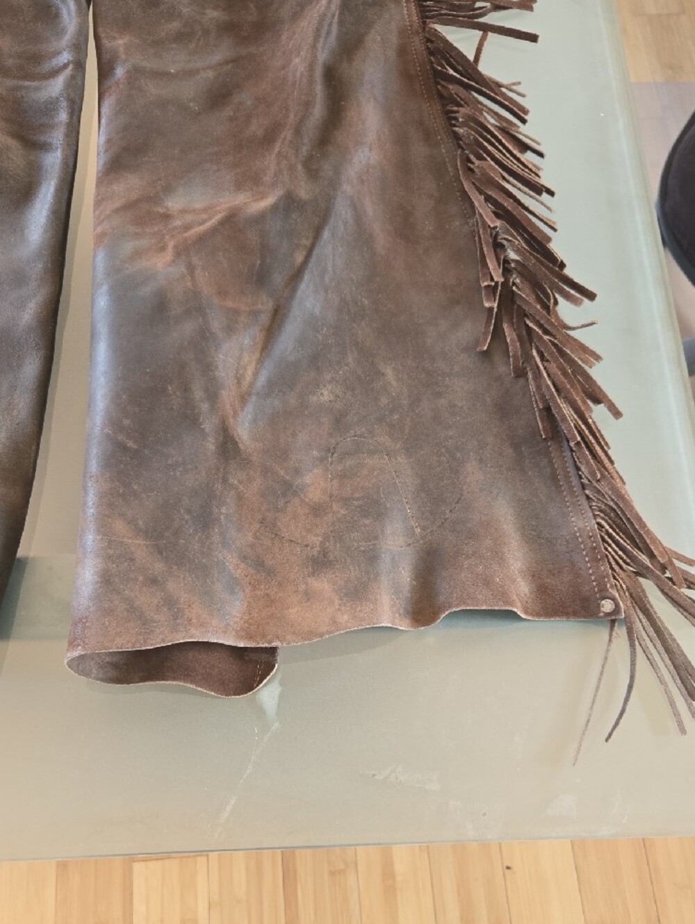 Source Unknown Brown Leather Fringe Men's Chaps - Picture 2 of 11
